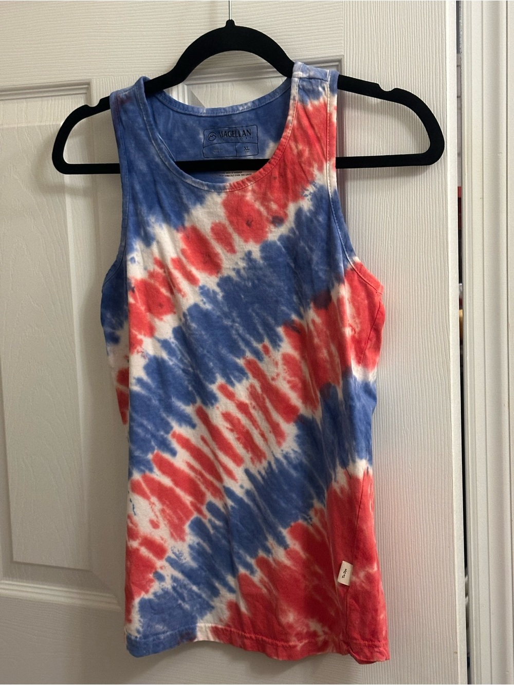 Magellan Outdoors Girls Size XL 16 Tie Dye Sleeveless Shirt Tank Red White Blue